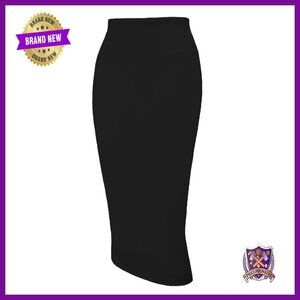 Stretch High Waist Pencil Skirt Office Wear Below Knee Bodycon